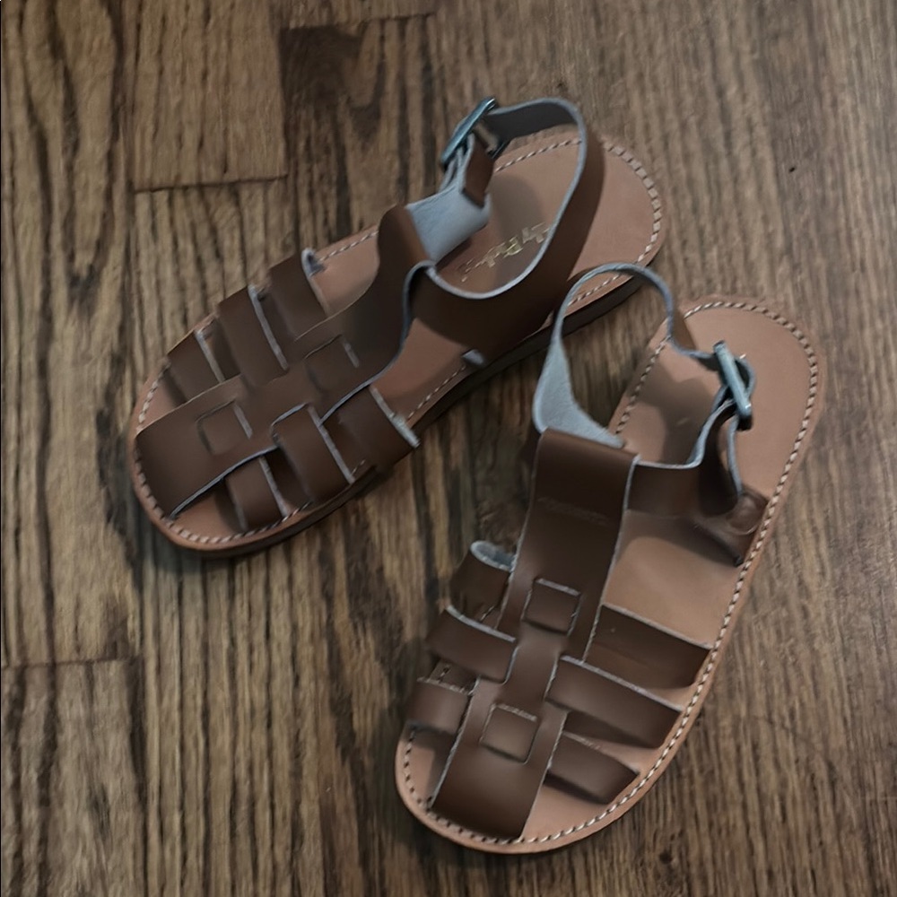 Freshly Picked NWOT Brown Leather Kids Sandals size 12